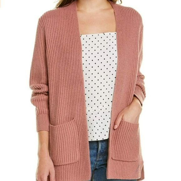 Madewell Nolan Ribbed Open Front Cardigan, 3X, Dusty Pink Mauve - Picture 5 of 5